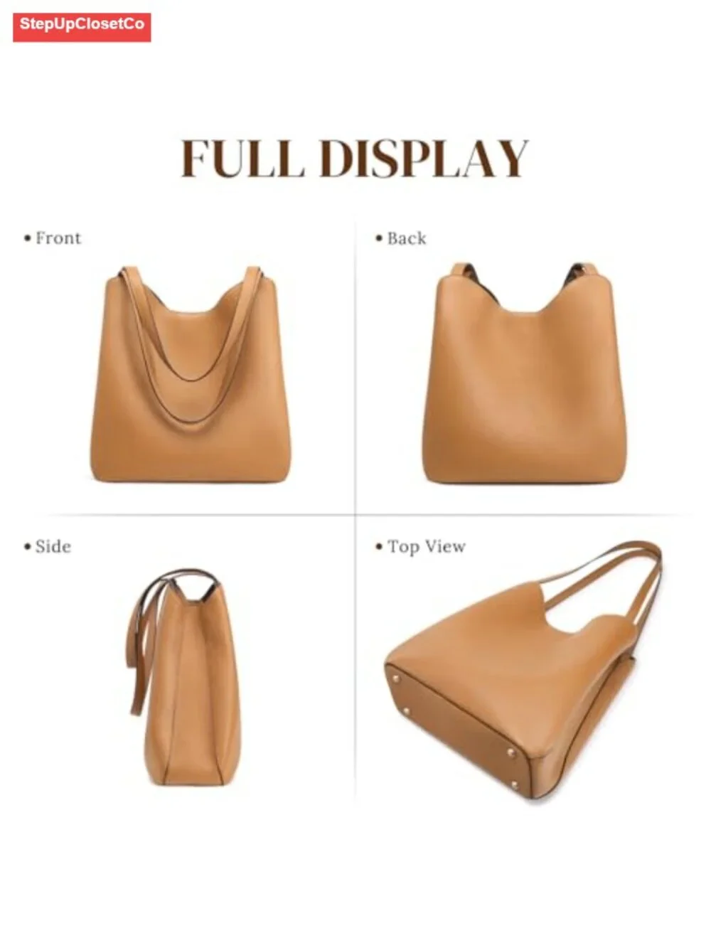 Genuine Leather Tote Bag for Women - Shoulder Handbag, Spacious Purse with